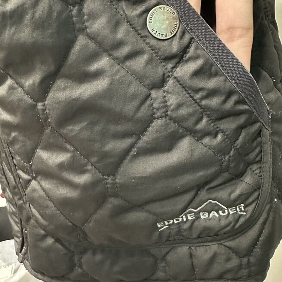 Eddie Bauer Women S Quilted Puffer Jacket Long Sleeve Black Pockets Turtle Neck - Picture 3 of 15